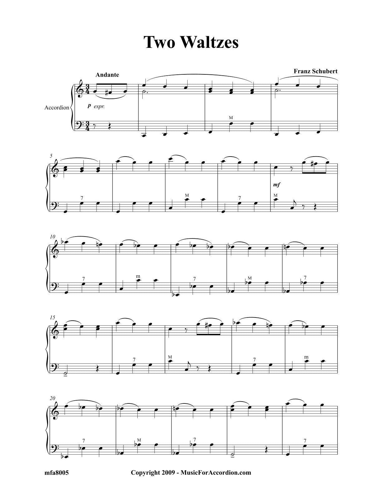 Two Waltzes (Schubert) (Solo)