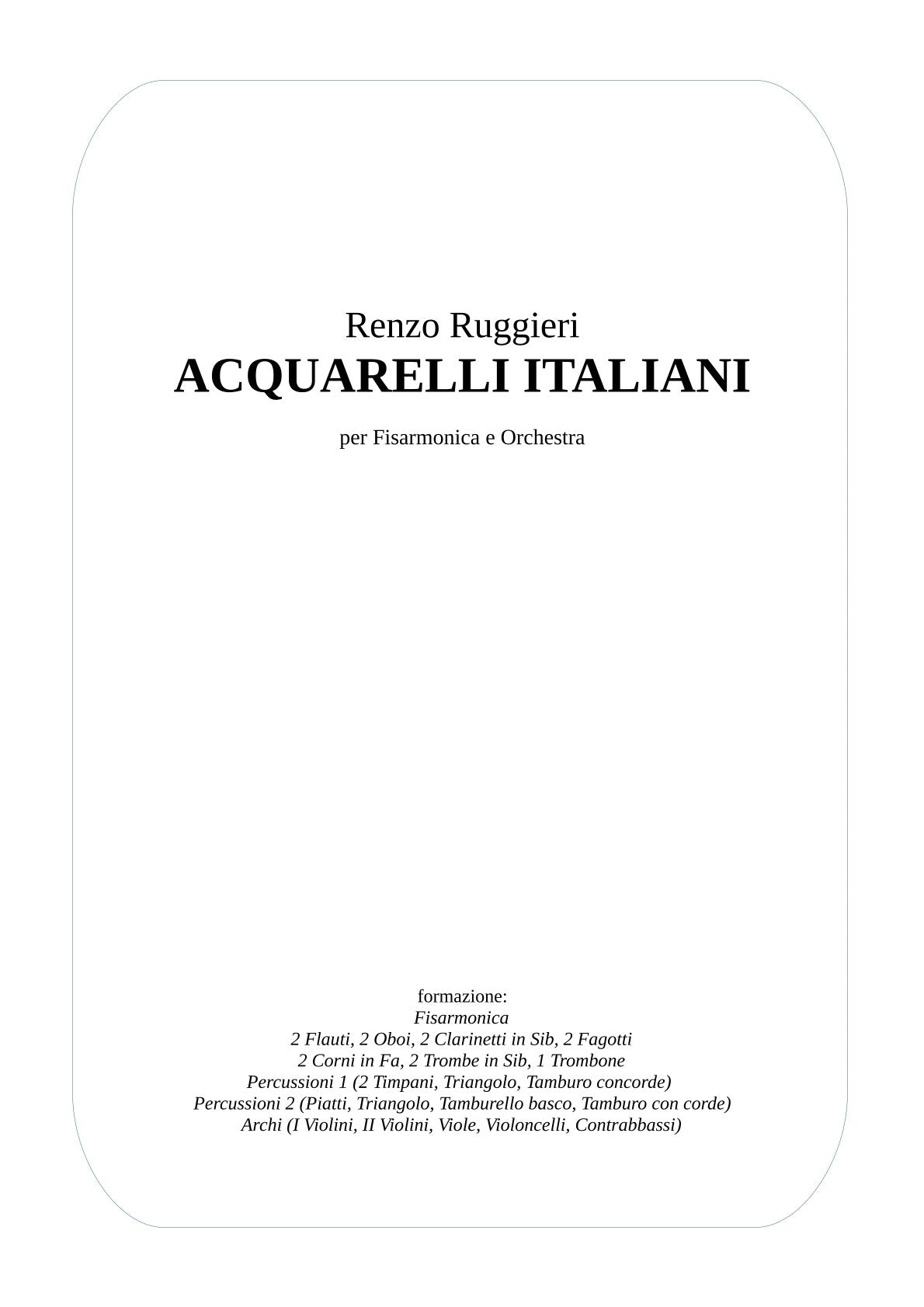 Acquarelli Italiani for Accordion and Orchestra (full score & individual parts)