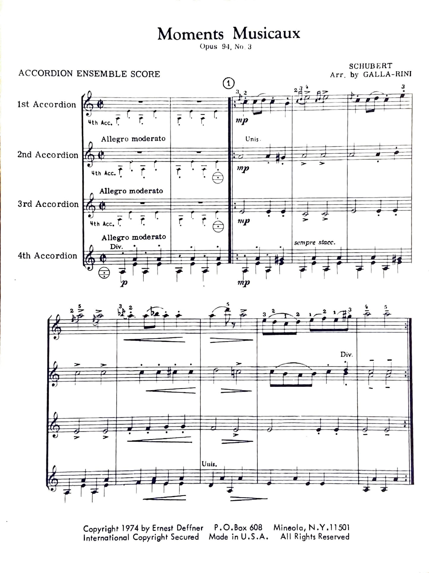 Moments Musicaux Opus 94, No. 3 (Ensemble)