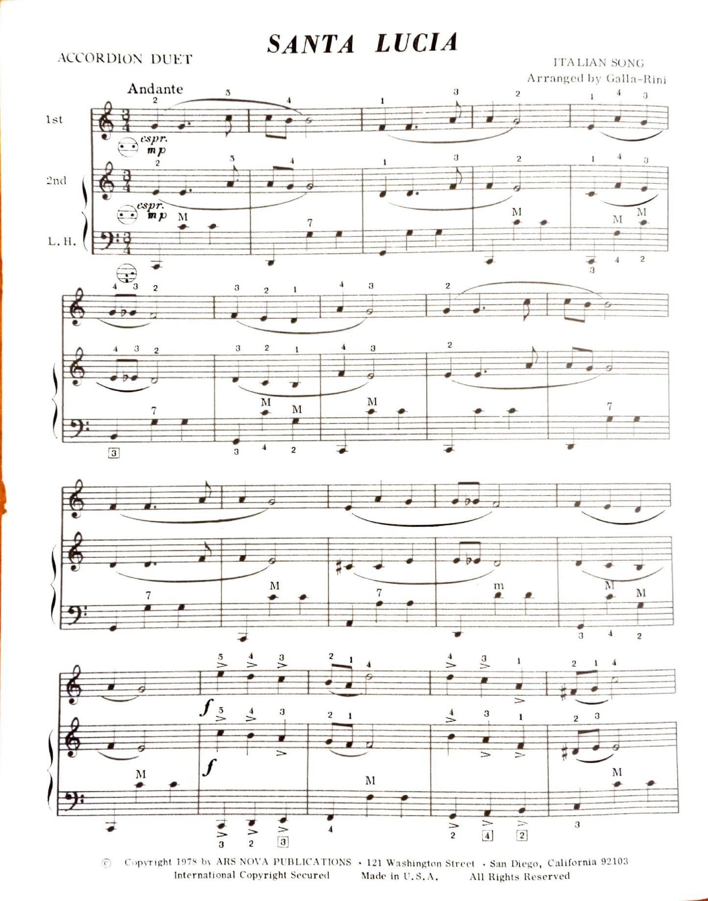 Santa Lucia (Duet)