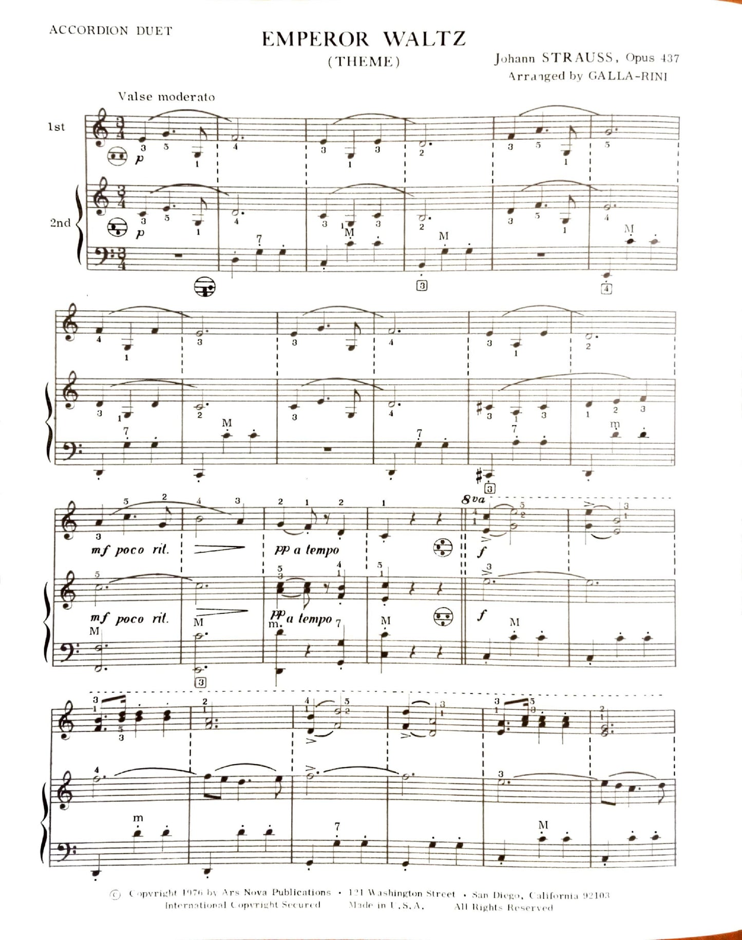 Emperor Waltz (Theme) Op.437 (Duet)