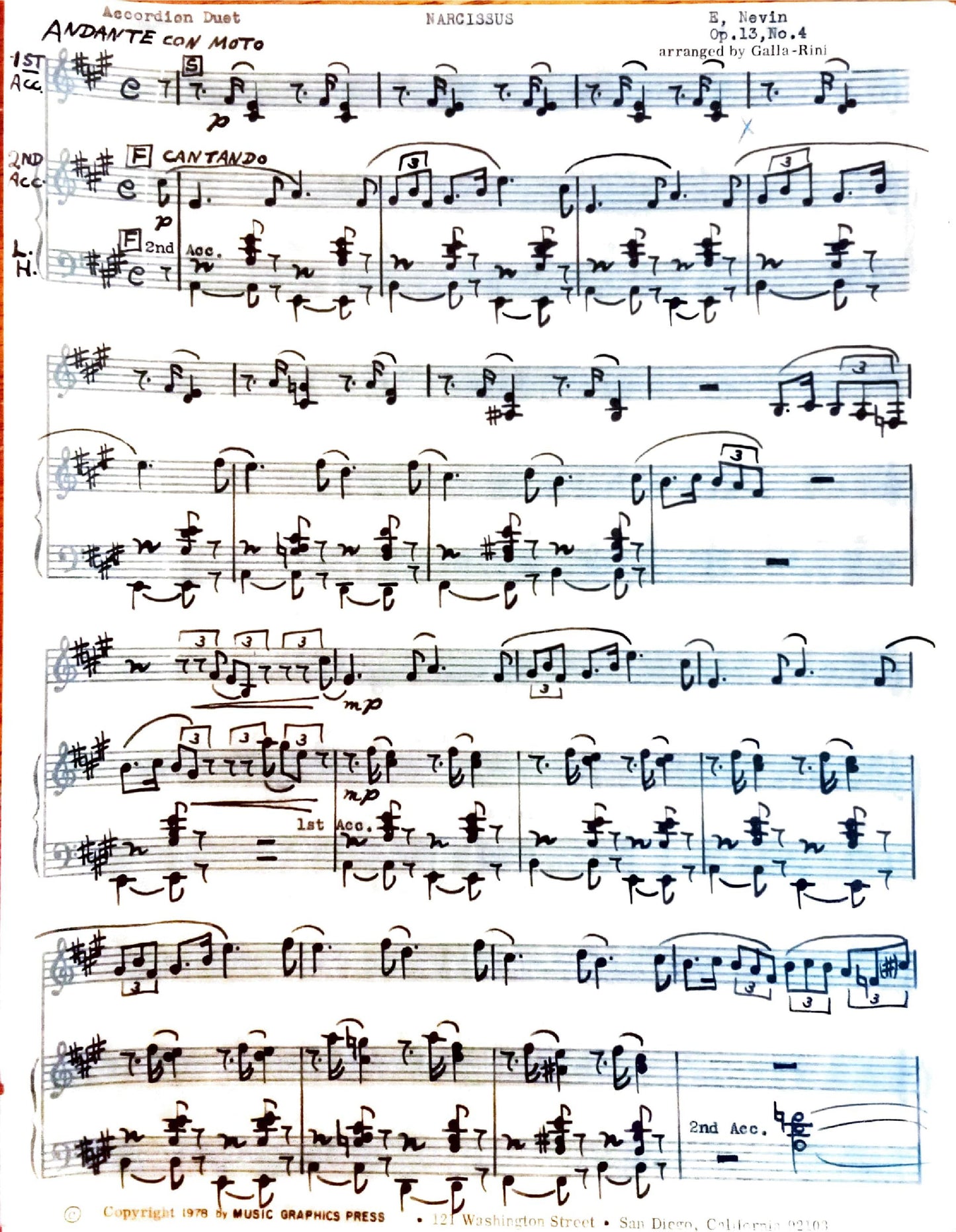 Narcissus Op. 13, No. 4 (Duet)