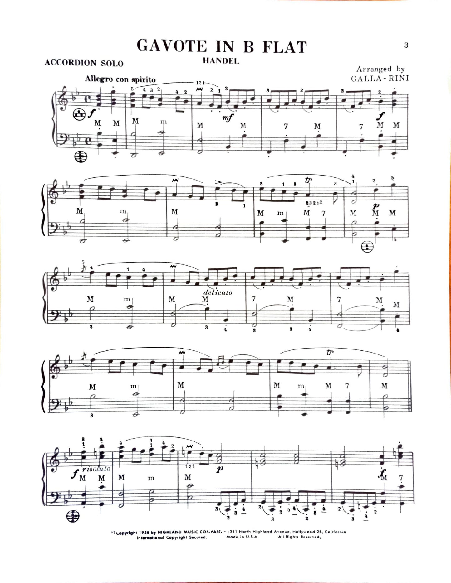Gavotte in B Flat (Handel) (Solo)
