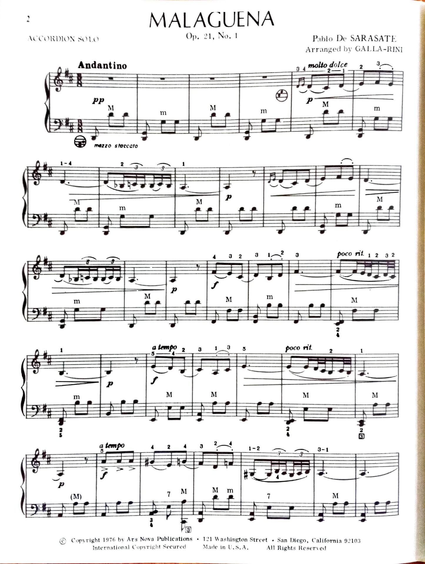 Maleguana Op 21, No. 1 (Sarasate) (Solo)