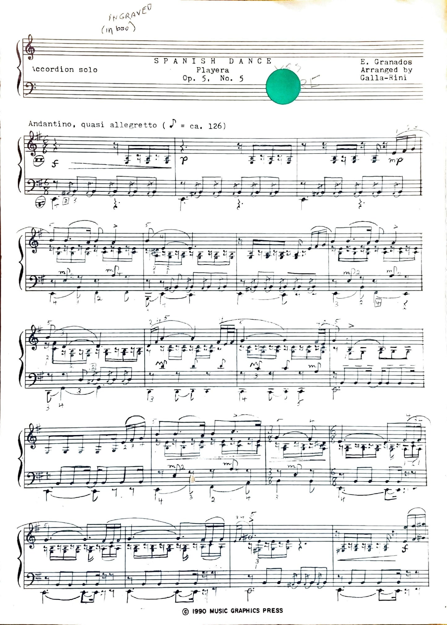 Spanish Dance Playera Op. 5, No. 5