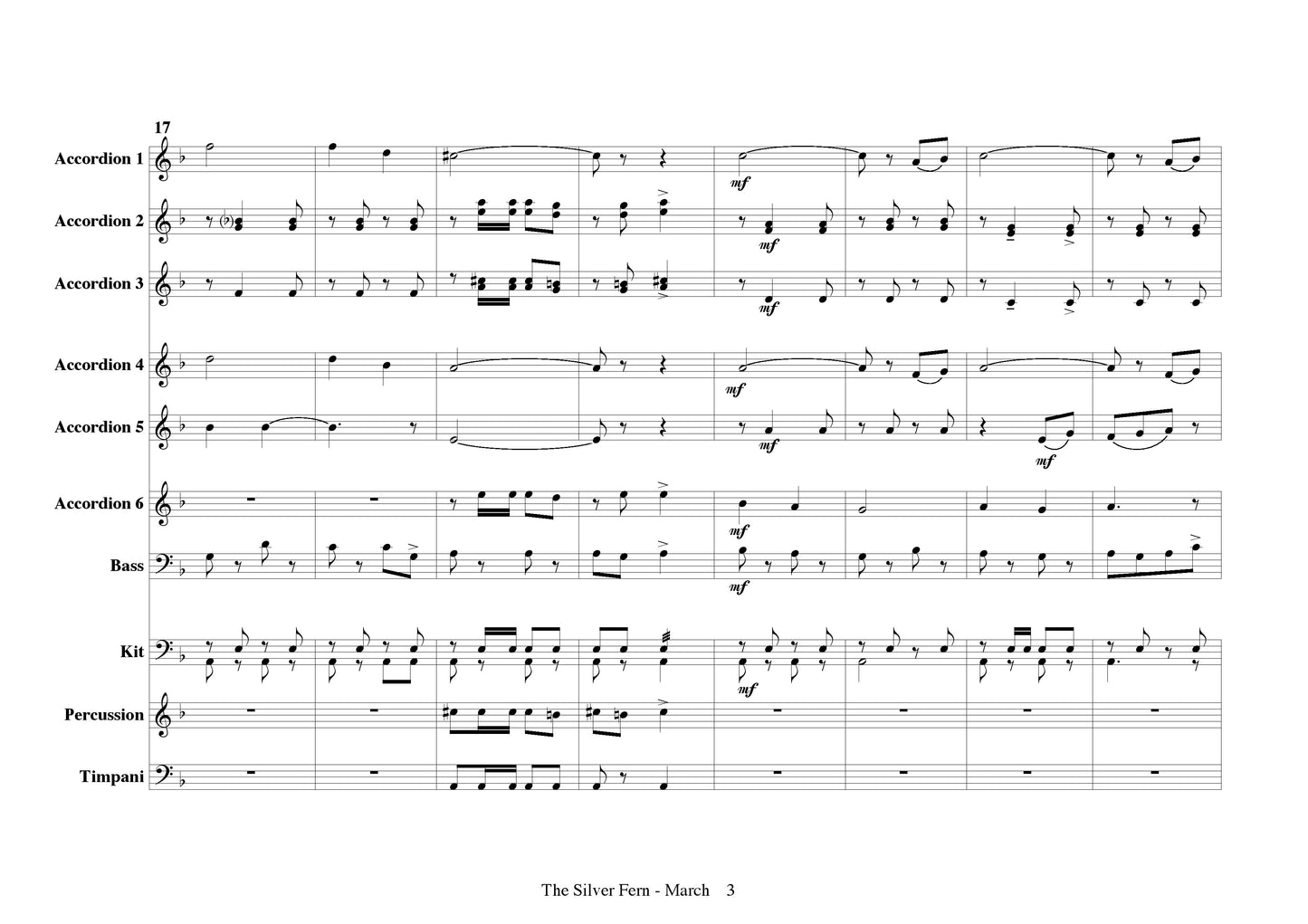 Silver Fern March (accordion ensemble)