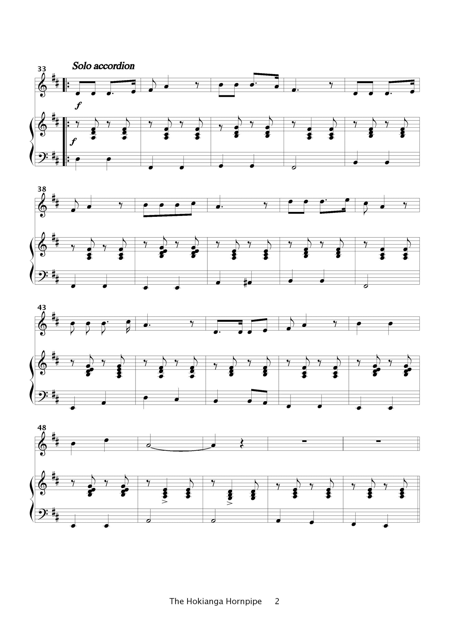 Hokianga Hornpipe (Duet - For solo accordion with piano accompaniment)