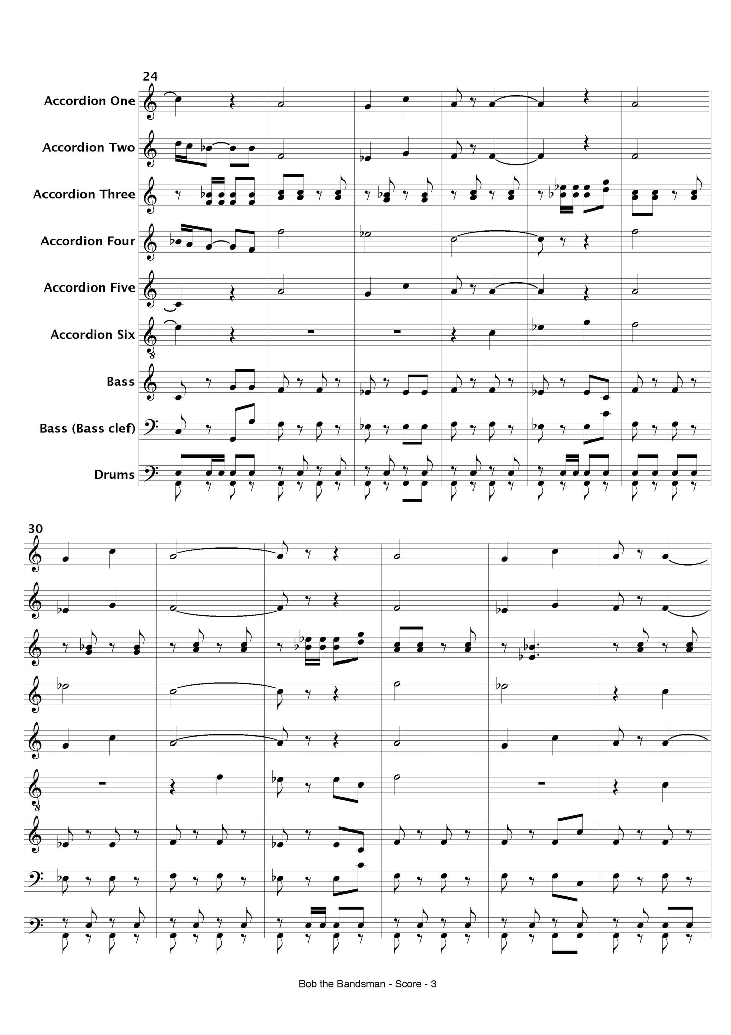 Bob The Bandsman for Accordion Ensemble, Score and all Parts