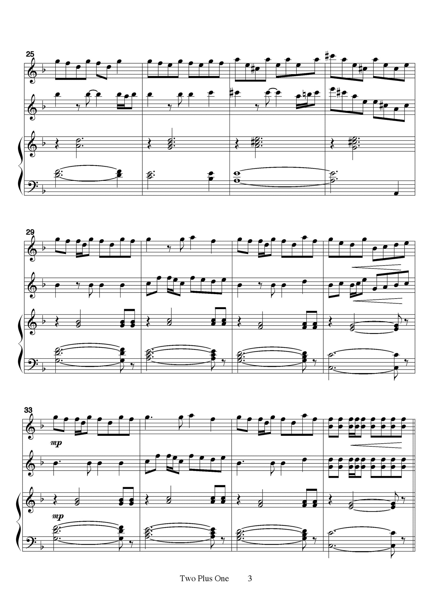 Two Plus One (Trio Song of Peace) for two accordions and piano