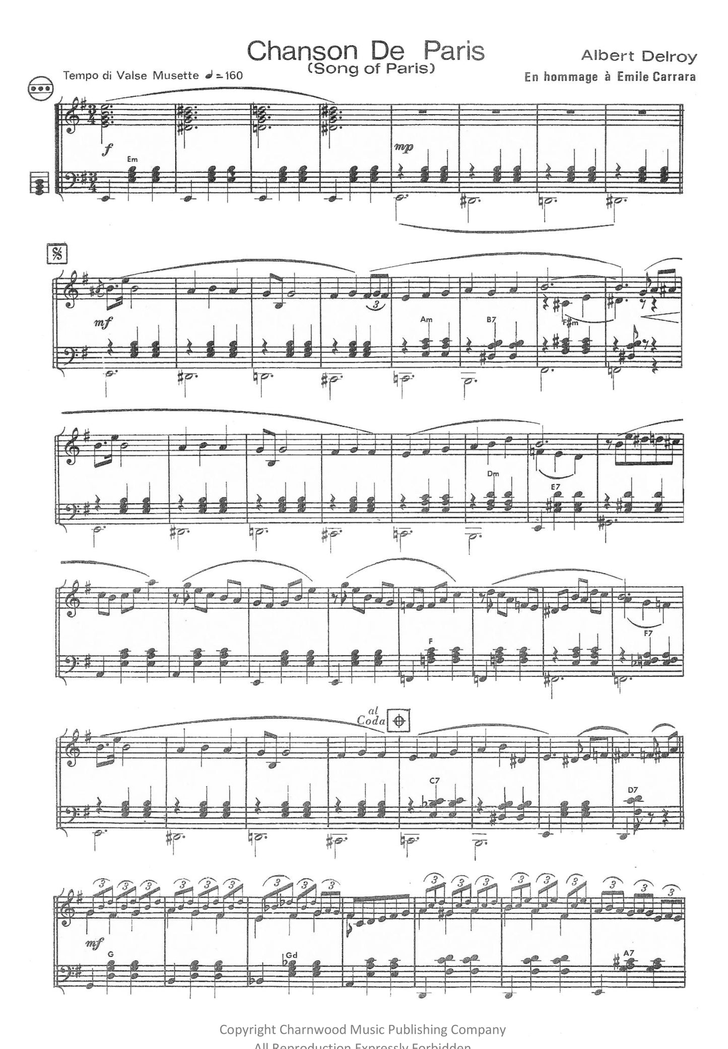 Chanson De Paris (Song of Paris) (Solo)