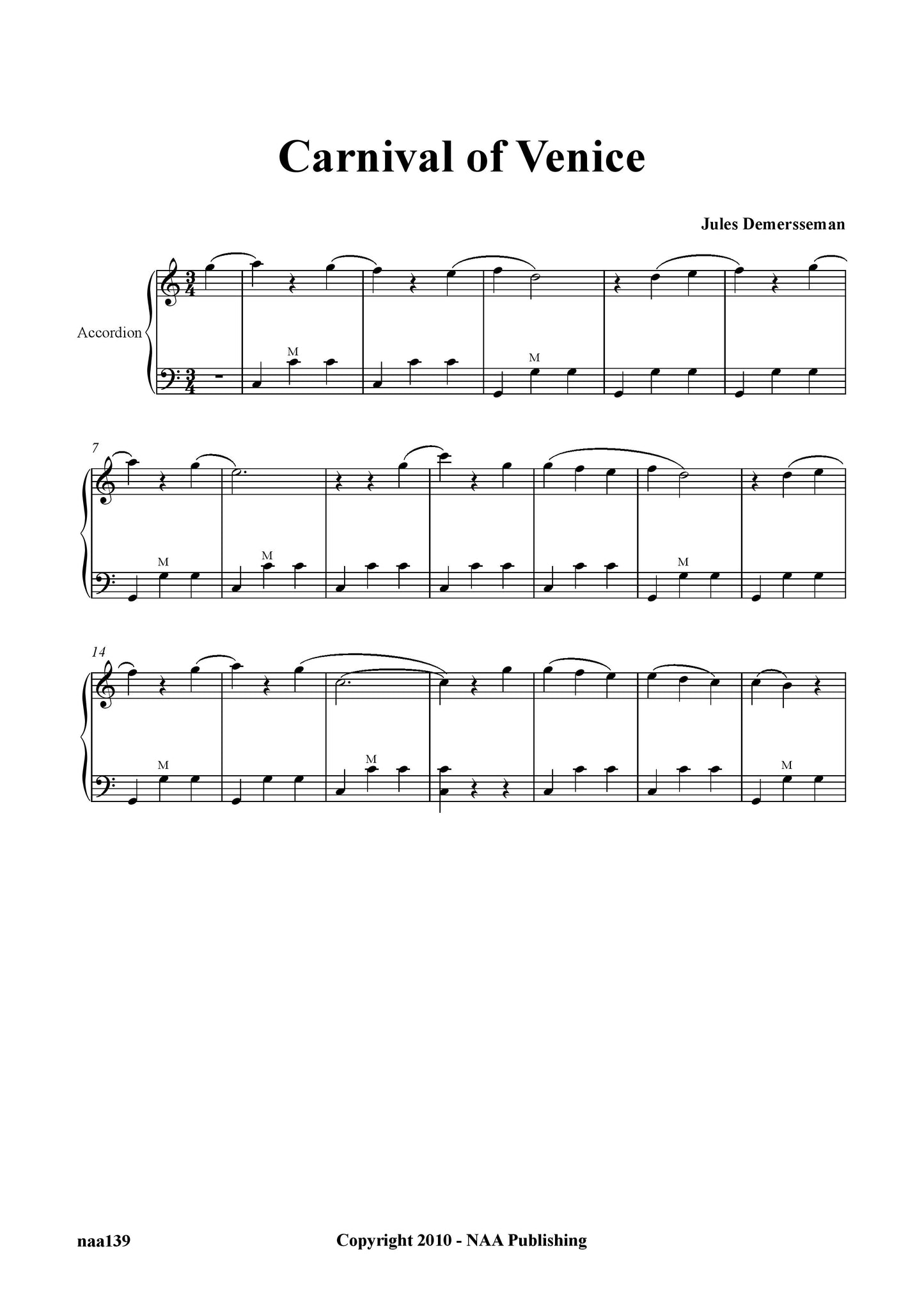 Carnival of Venice Easy Version (J Demersseman) (Solo)