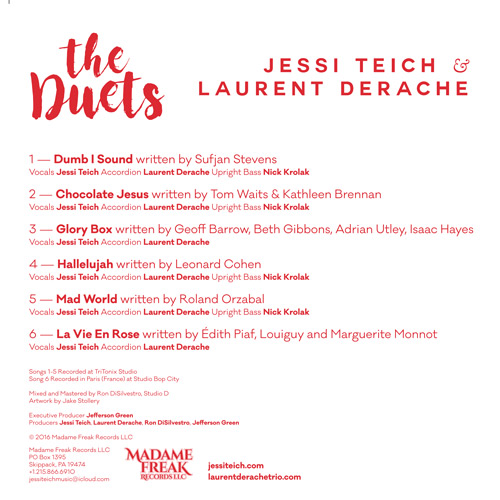 Jessi Teich & Laurent Derache - the Duets album back cover