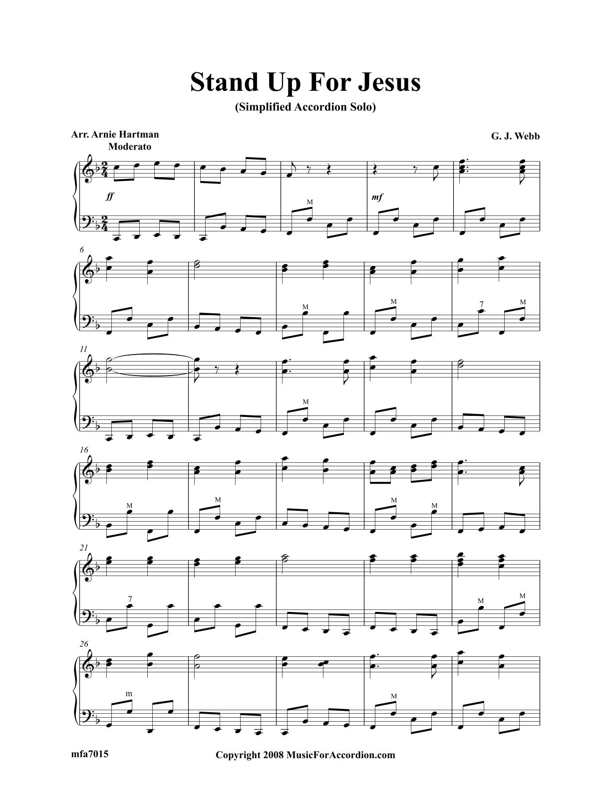 Stand Up For Jesus (arranged Hartman) (Solo)
