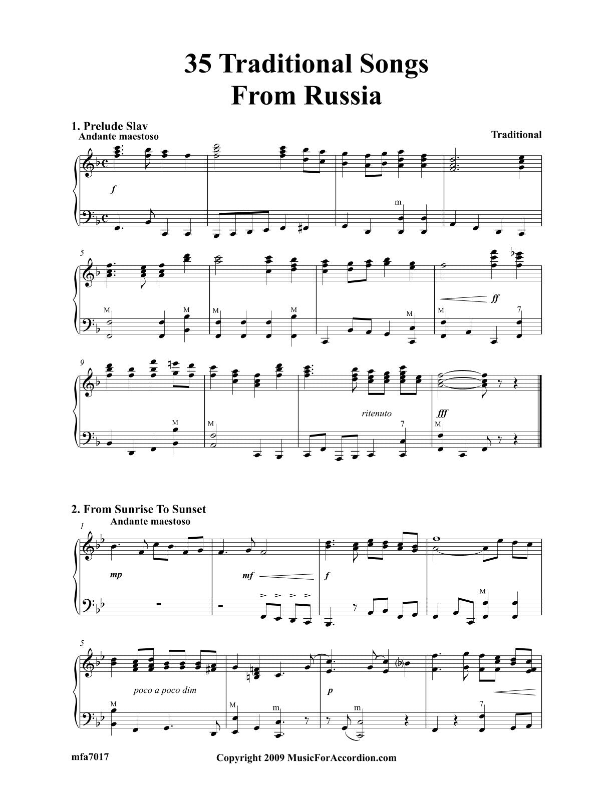 35 Traditional Songs From Russia (Solo)
