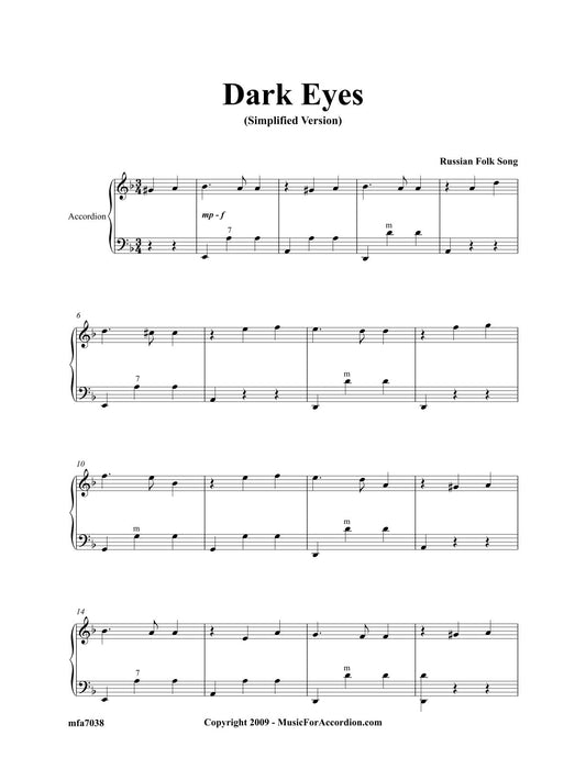Dark Eyes (Black Eyes) Simplified Version