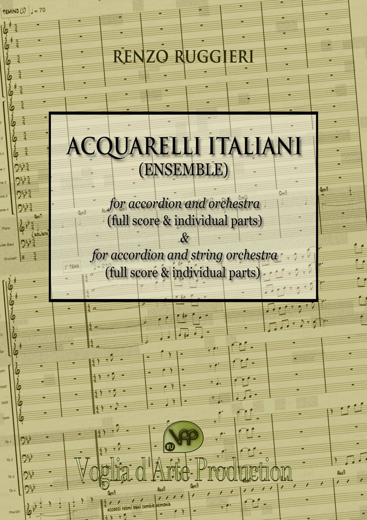 Acquarelli Italiani for Accordion and Orchestra (full score & individual parts)