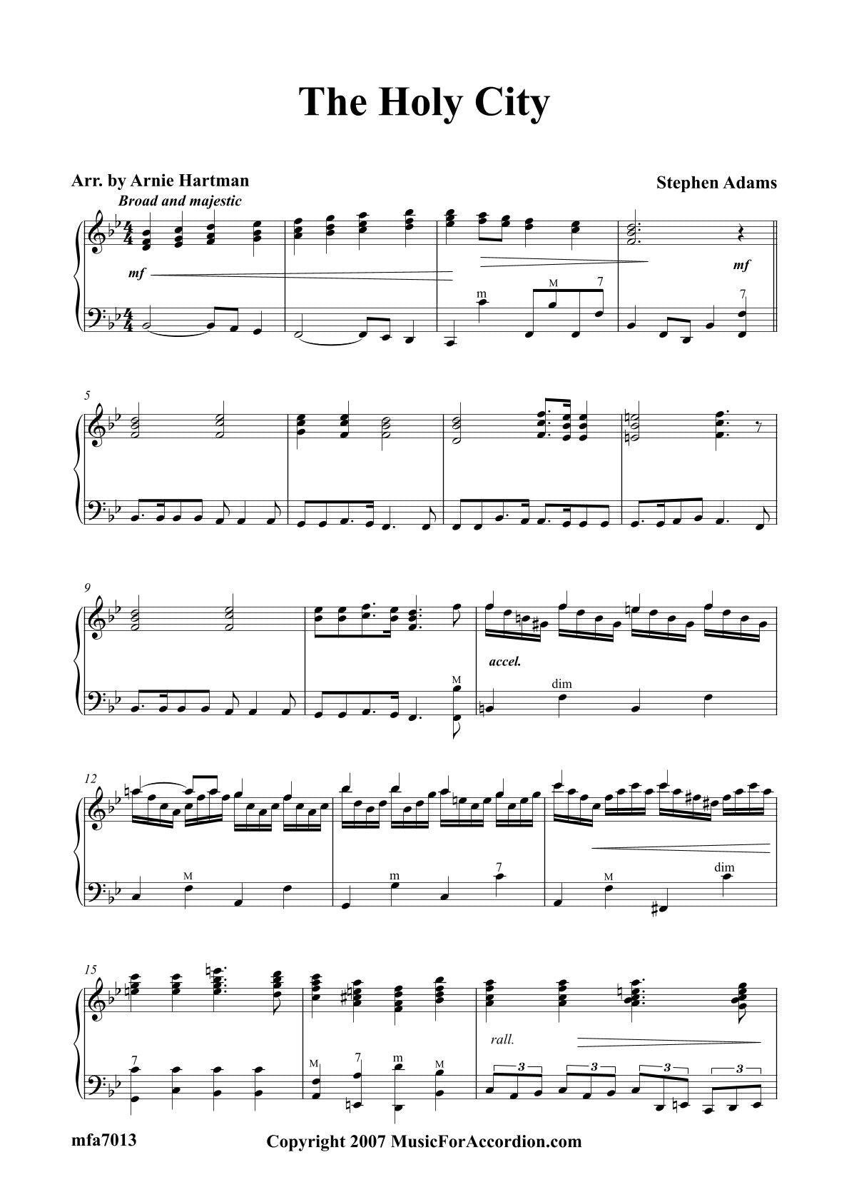 The Holy City (arranged Hartman) (Solo)