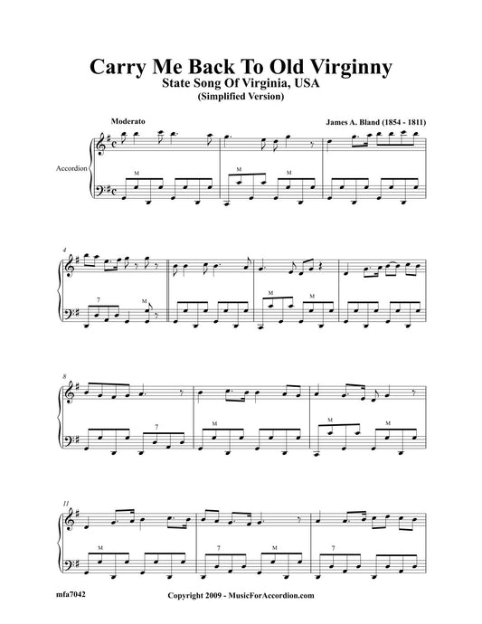 Carry Me Back To Old Virginny (Solo)