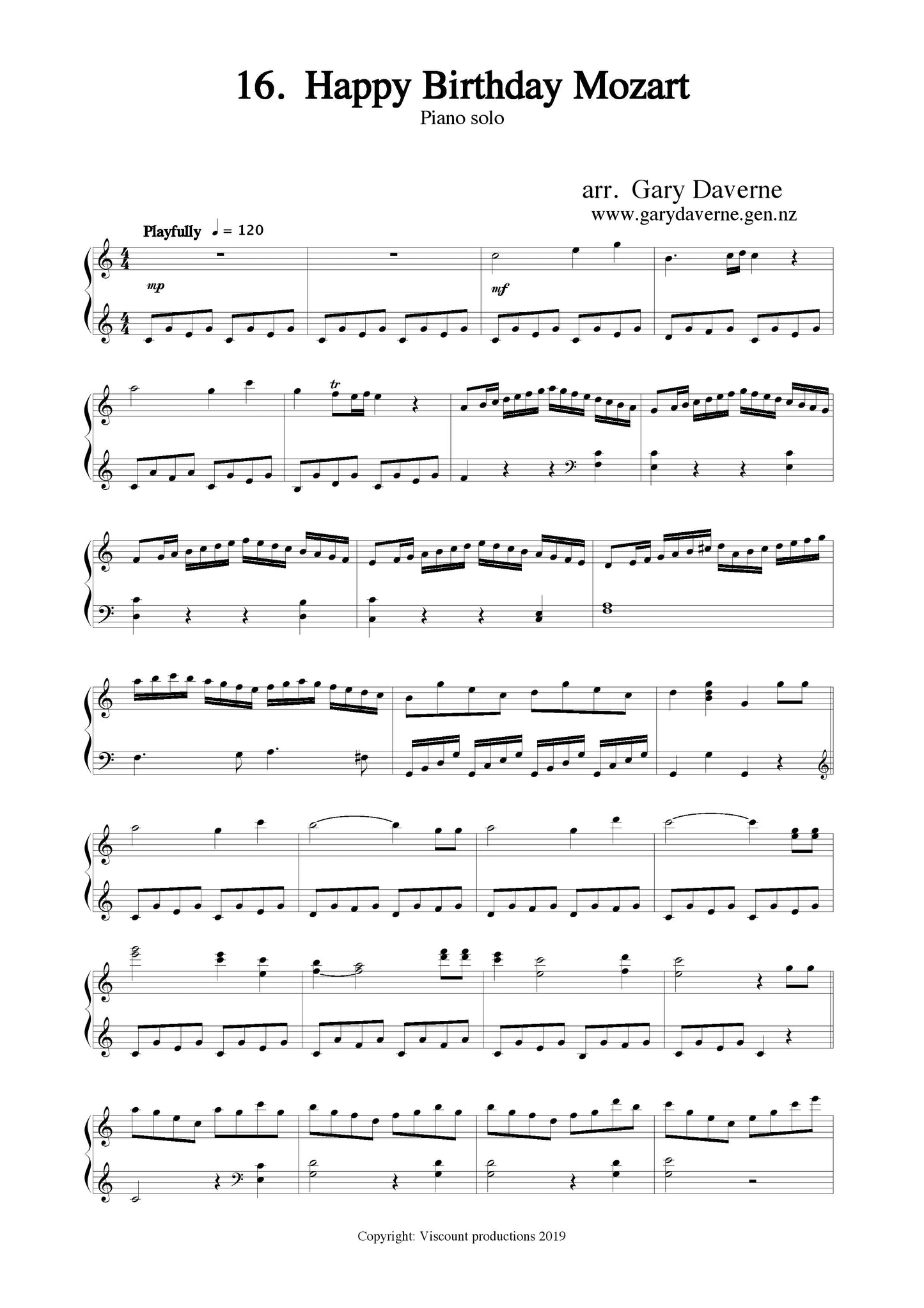Happy Birthday Mozart (piano solo)