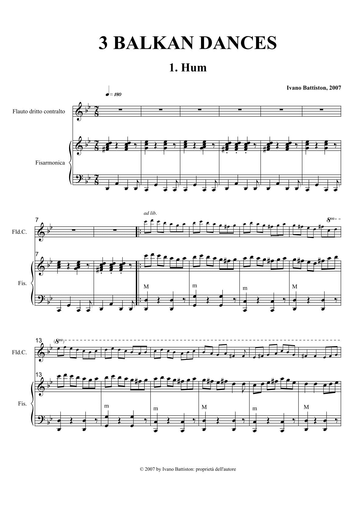 3 Balkan Dances ( for Accordion & Recorder) (Duet)