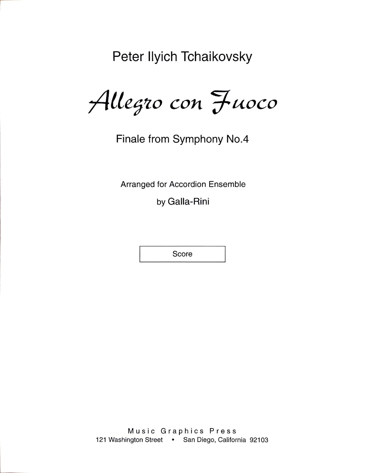Allegro Con Fuoco, Finale from Symphony No. 4 (accordion ensemble)