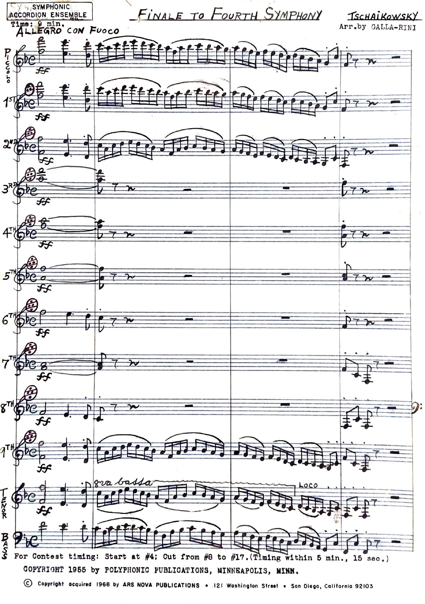 Allegro Con Fuoco, Finale from Symphony No. 4 (accordion ensemble)