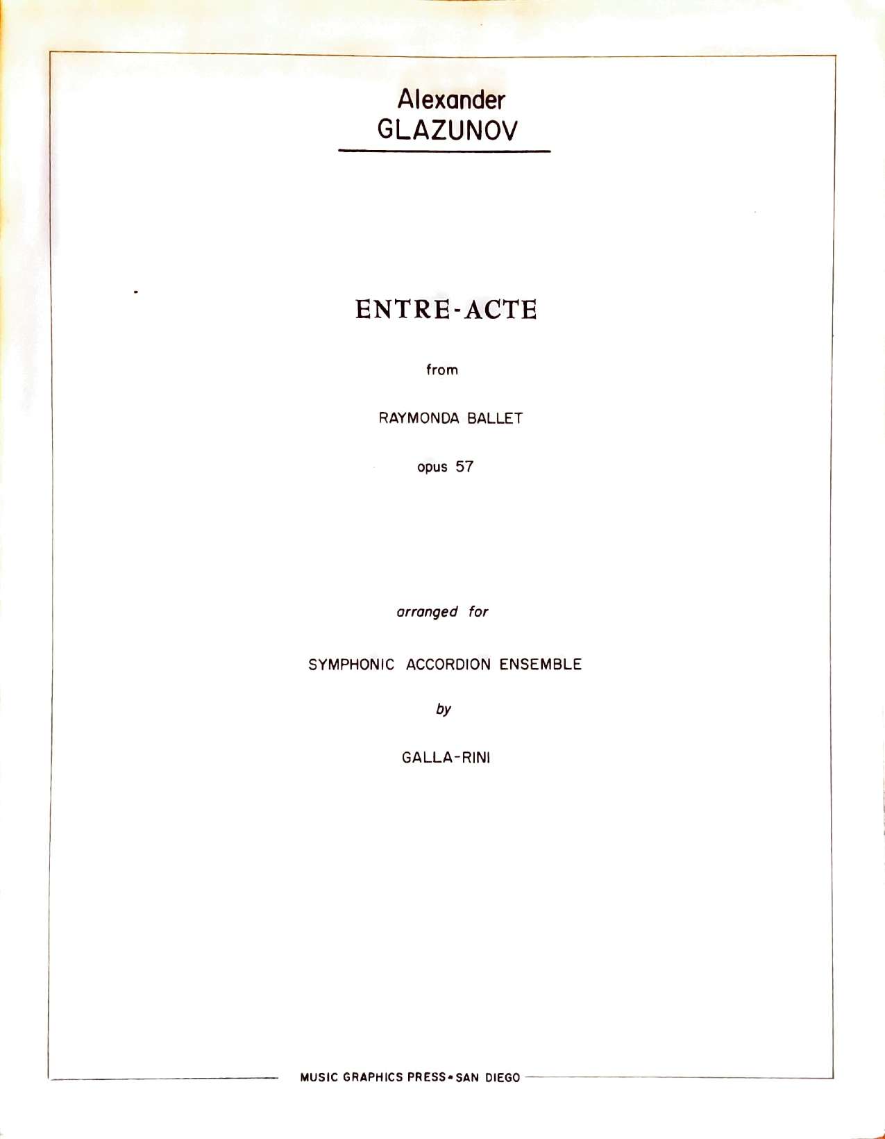 Entr'acte (Entre-Acte) from the Ballet Raymonda, Op. 57