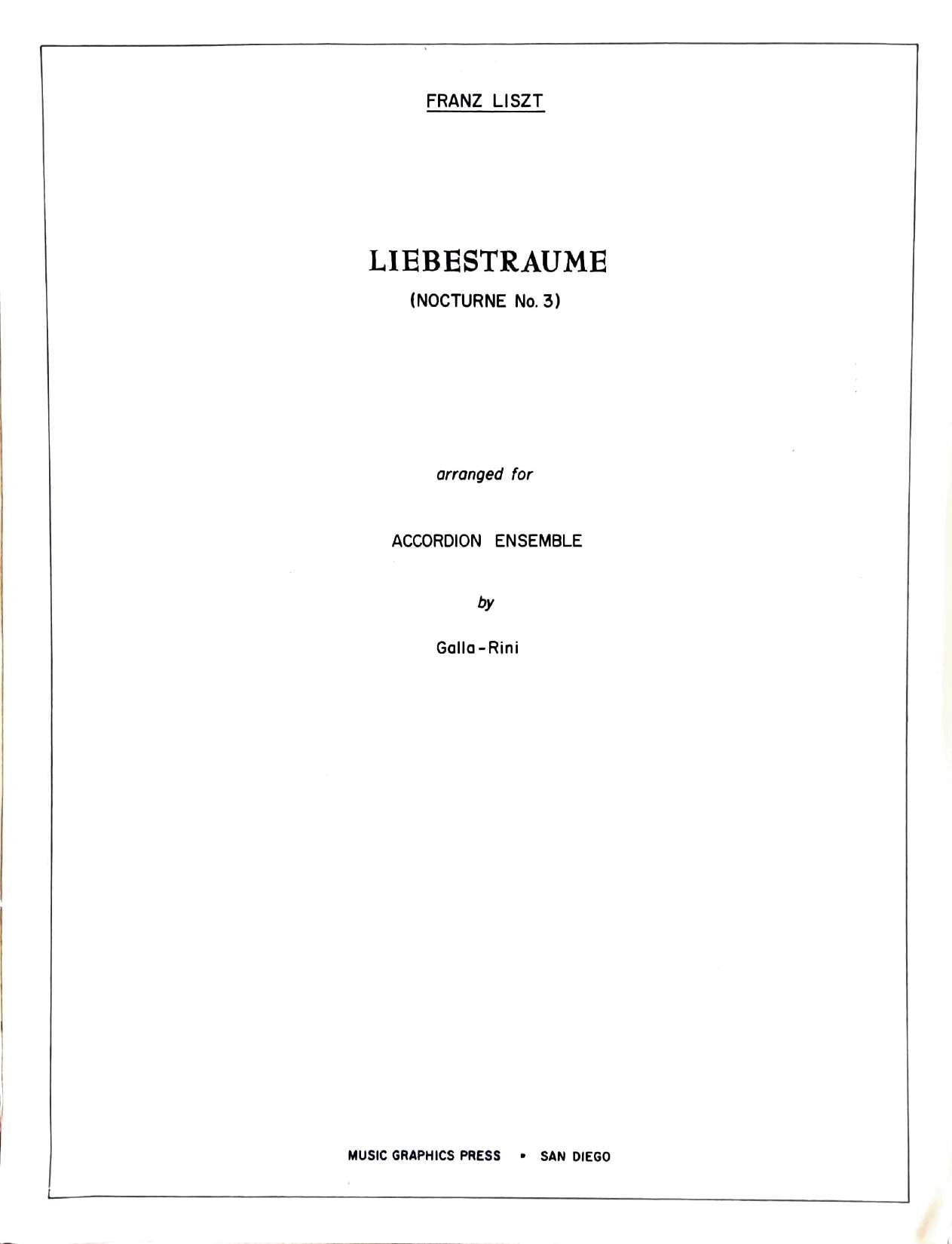 Liebestraume Nocturne No. 3, S. 541 (Ensemble)