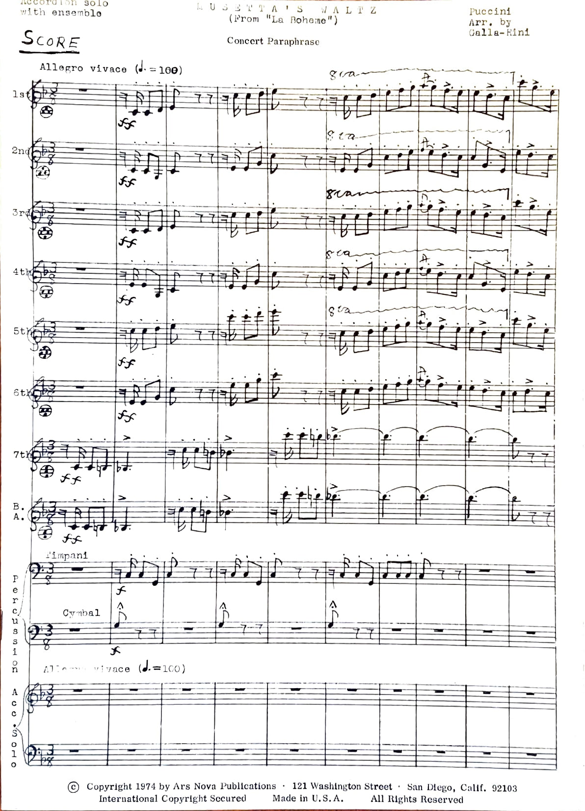 Musetta's Waltz from La Bohème Concert Paraphrase (Ensemble)