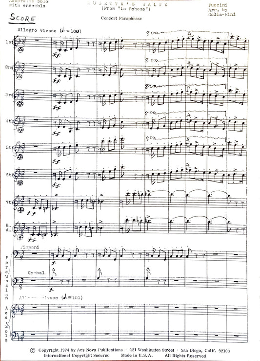 Musetta's Waltz from La Bohème Concert Paraphrase (Ensemble)