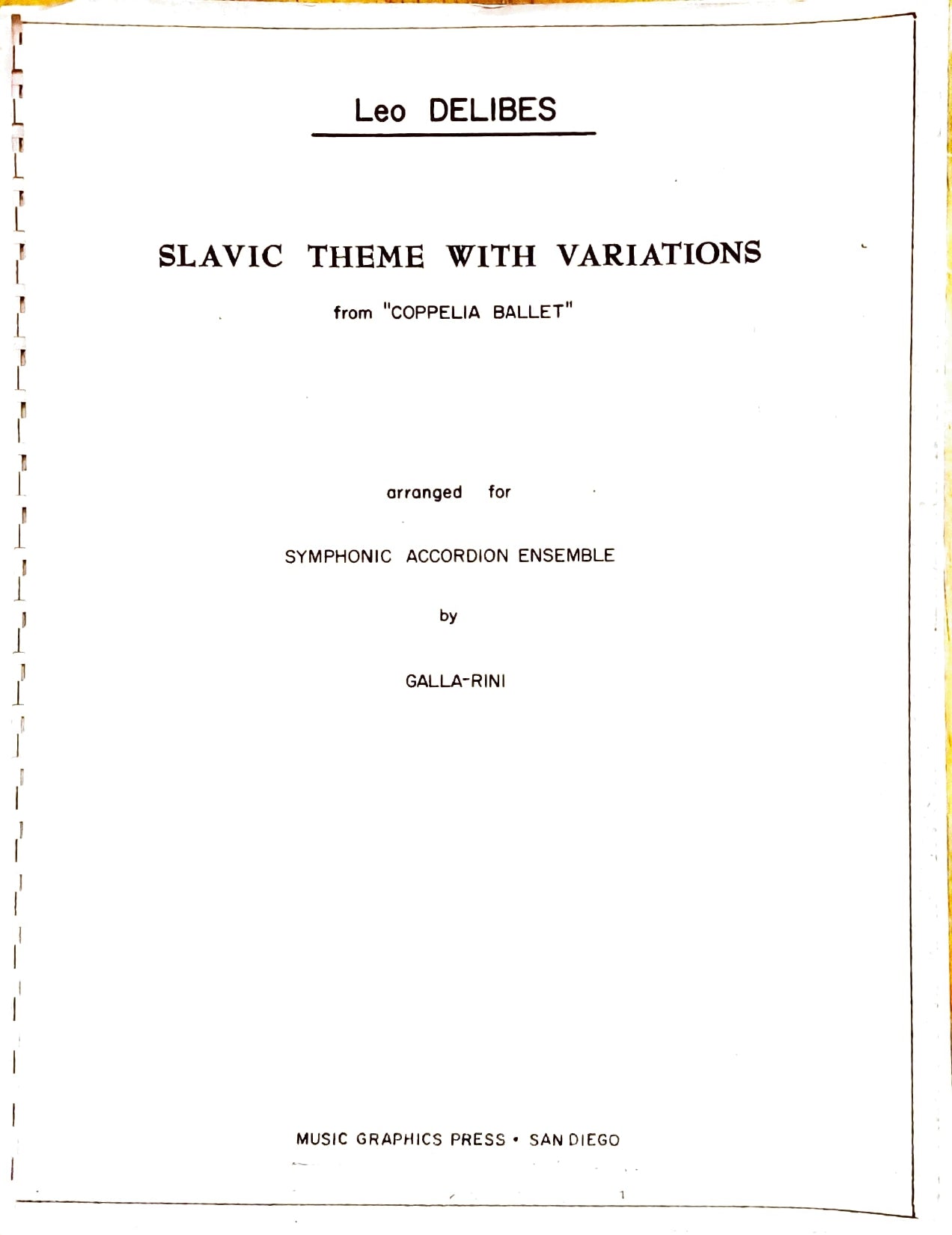 Slavic Theme With Variations  (from Coppélia Ballet)