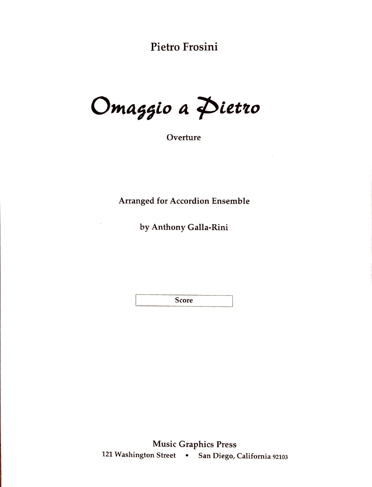 Omaggio a Pietro Overture (Ensemble)