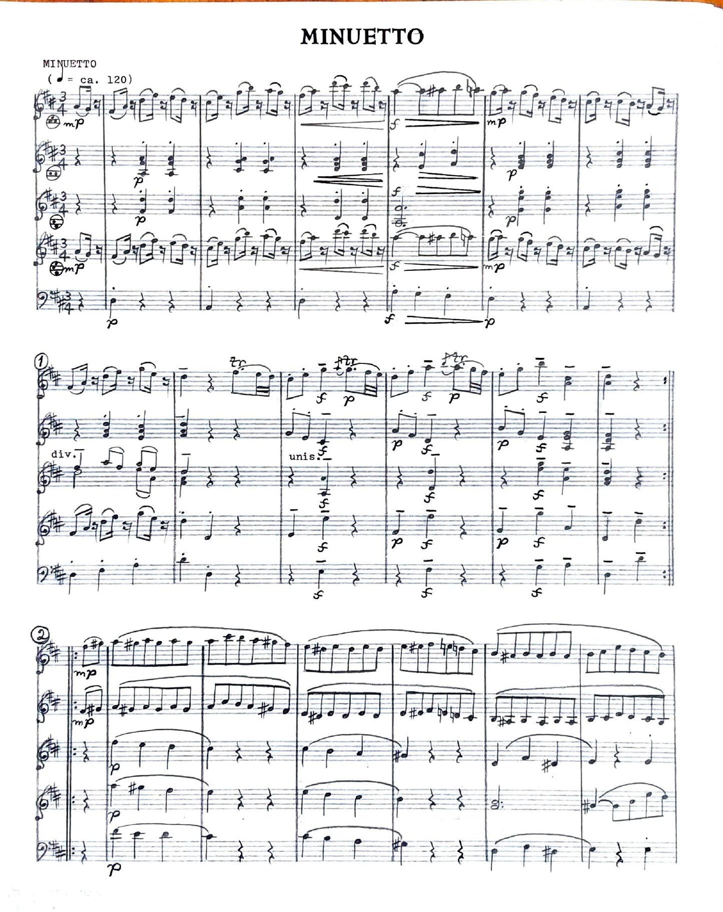 Minuetto from Divertimento K334 (Ensemble)