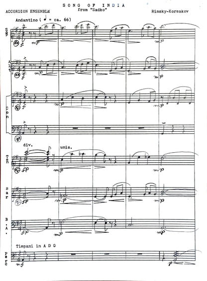 Song of India from 'Sadko' (accordion ensemble)