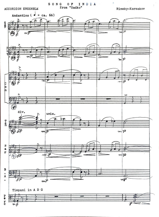 Song of India from 'Sadko' (accordion ensemble)