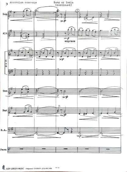 Song of India from 'Sadko' (accordion ensemble)