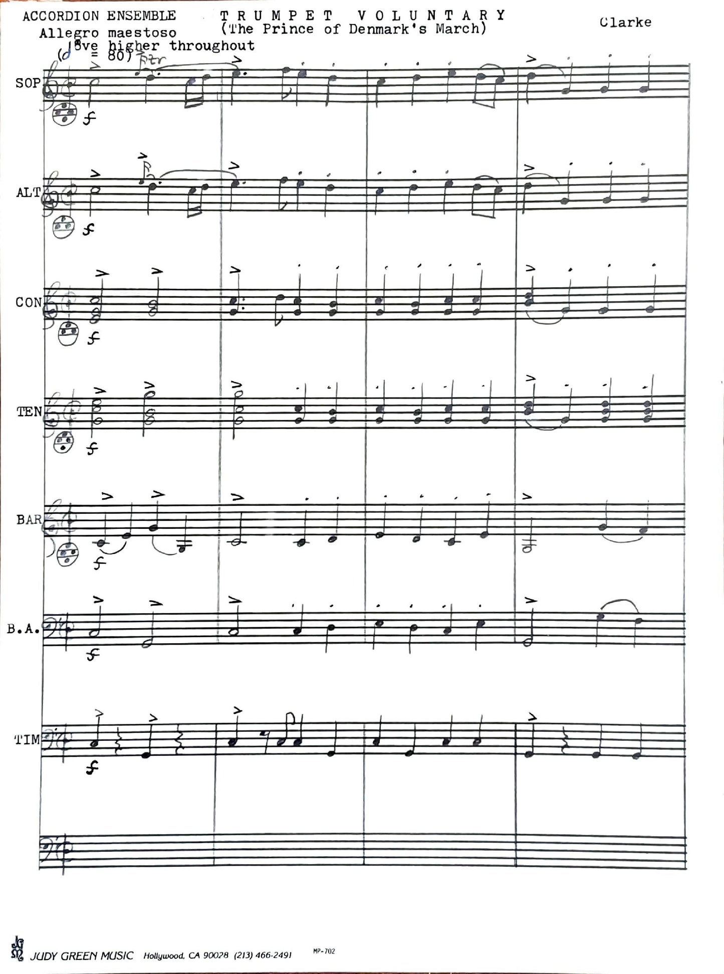 Trumpet Voluntary (from Prince of Denmark's March) (accordion ensemble)