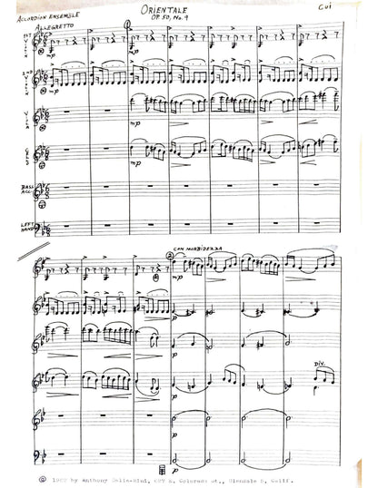 Orientale Op. 50, No. 9 (accordion ensemble)