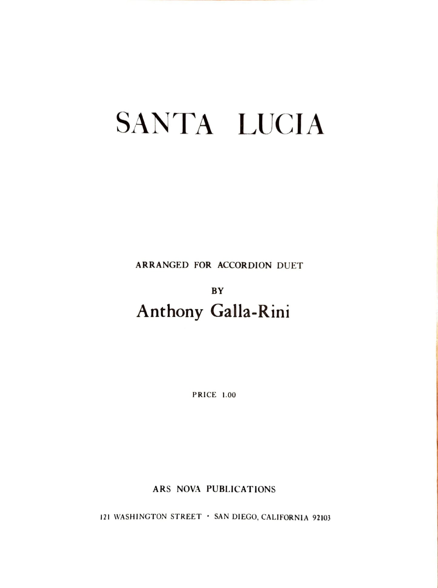 Santa Lucia (Duet)