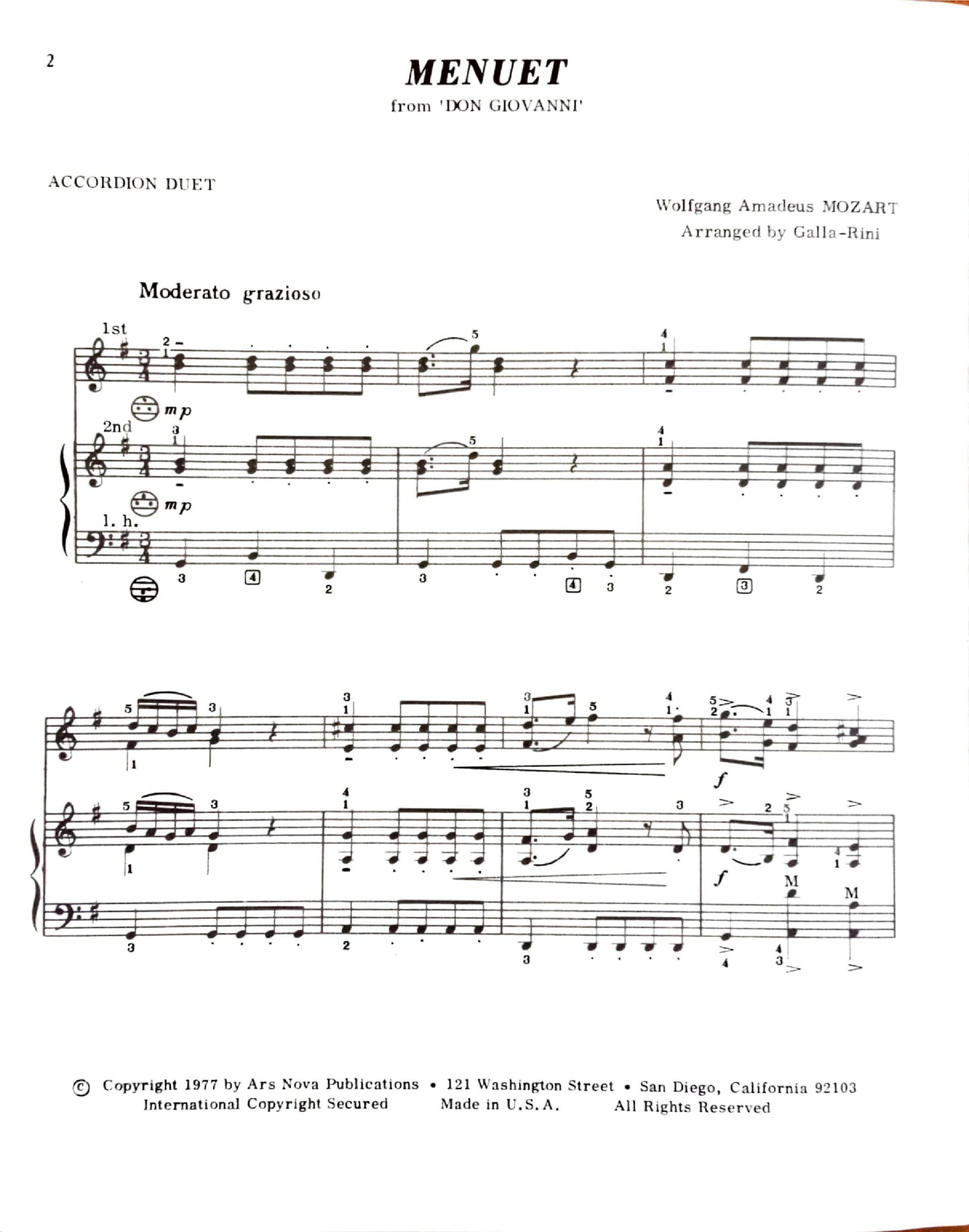 Menuet from 'Don Giovanni' (Duet)