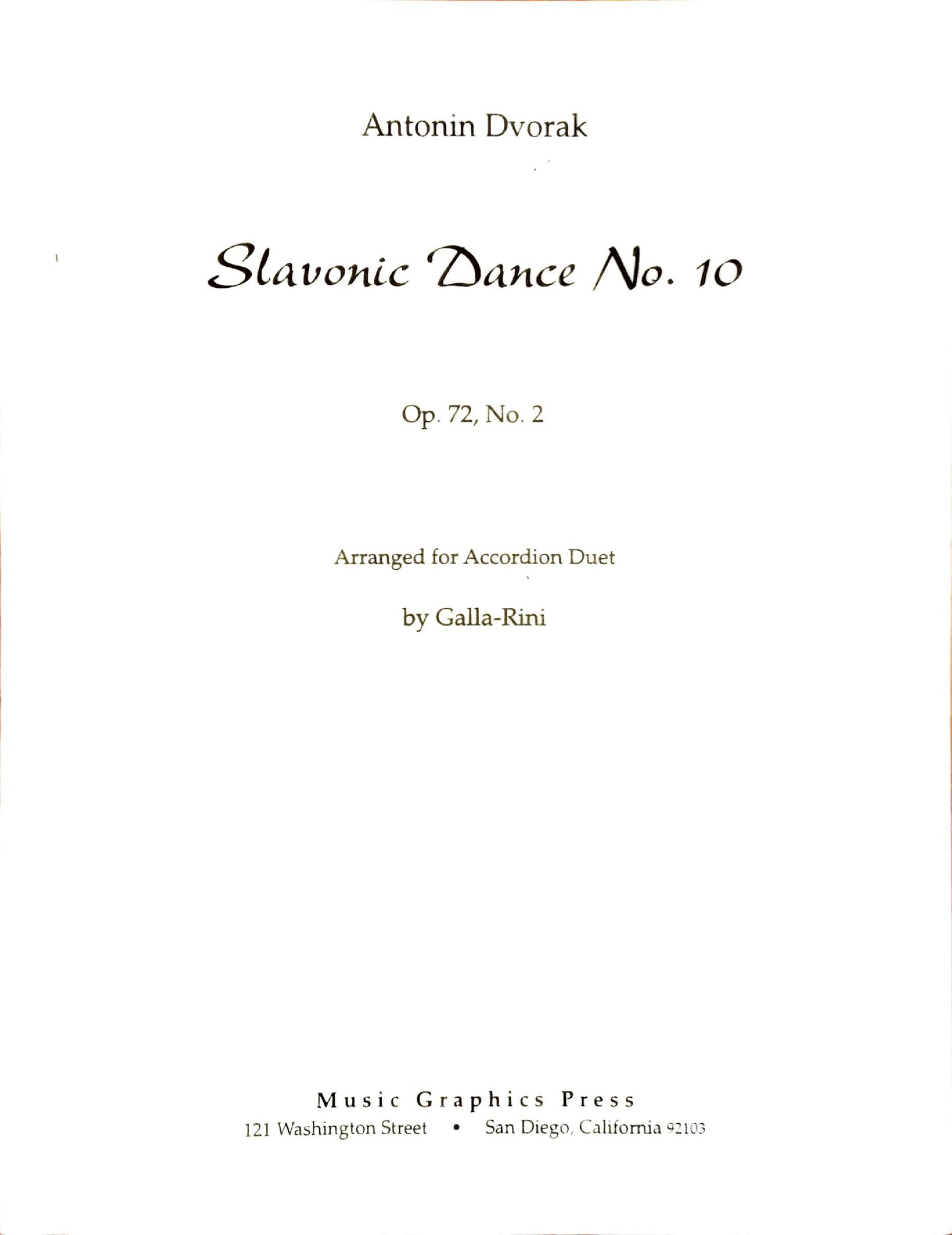 Slavonic Dance No. 10 Op. 72 No. 2 (Duet)