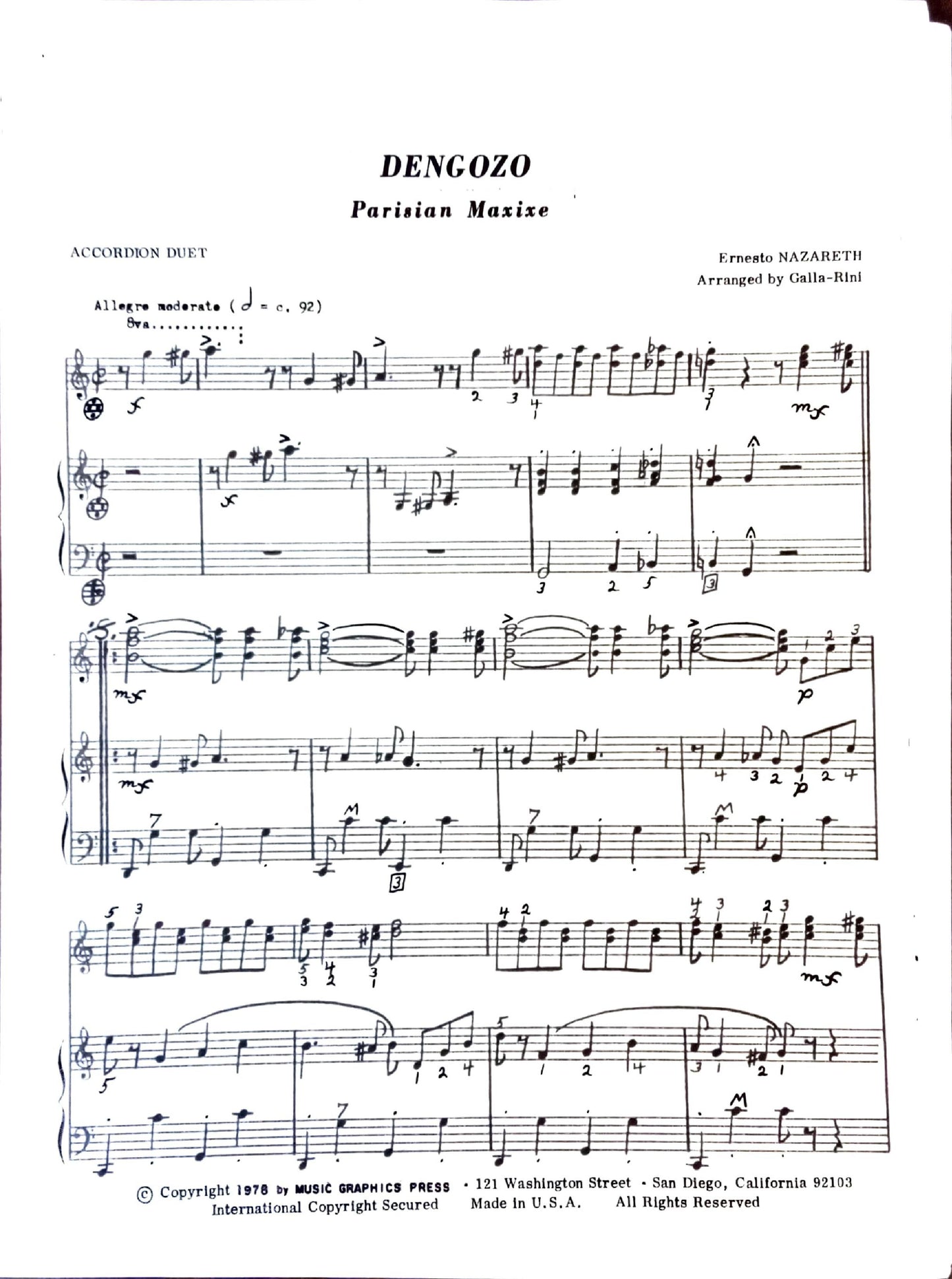 Dengozo Parisian Maxixe (Duet)