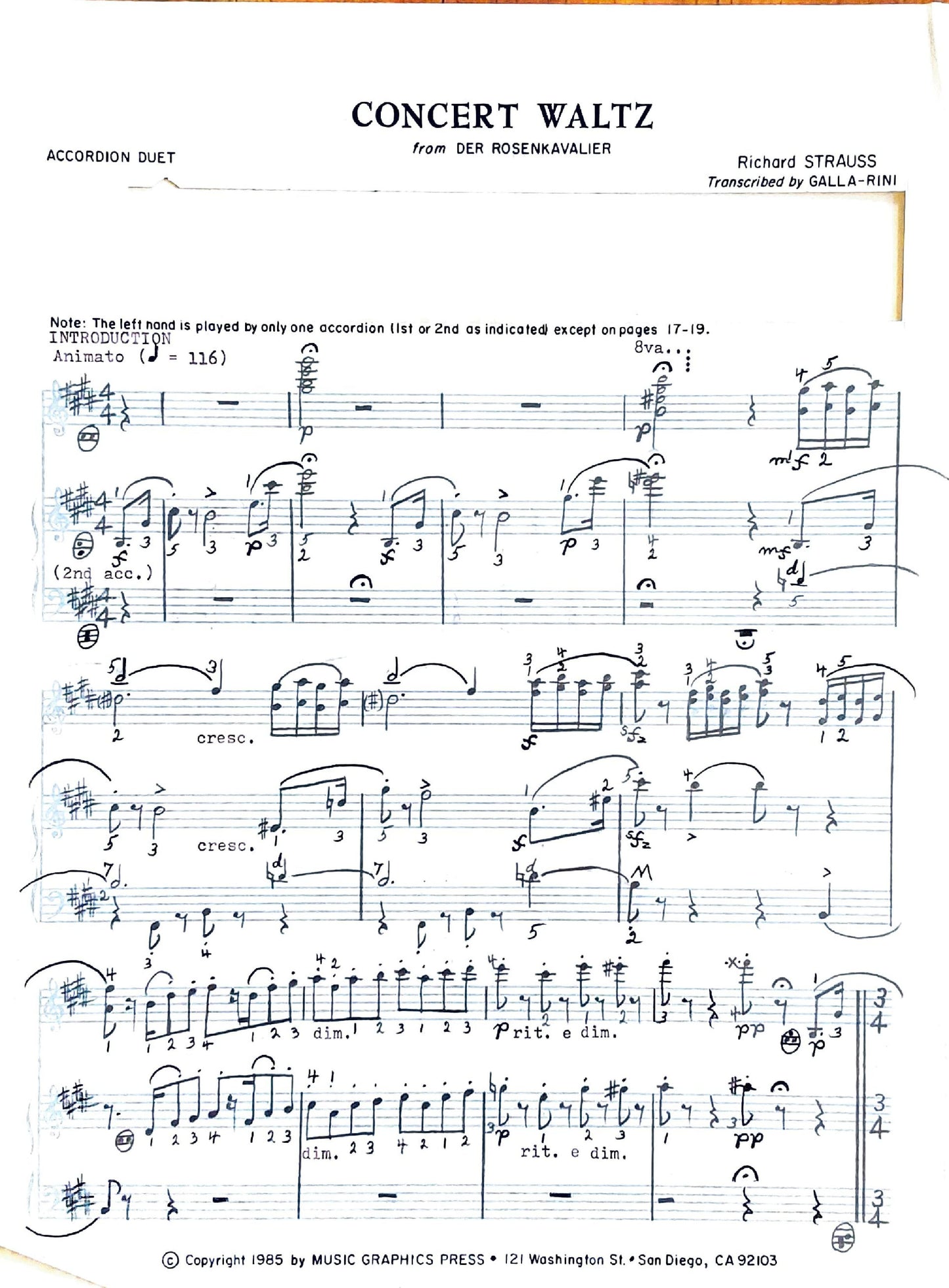 Concert Waltz from Der Rosenkavalier (Duet)