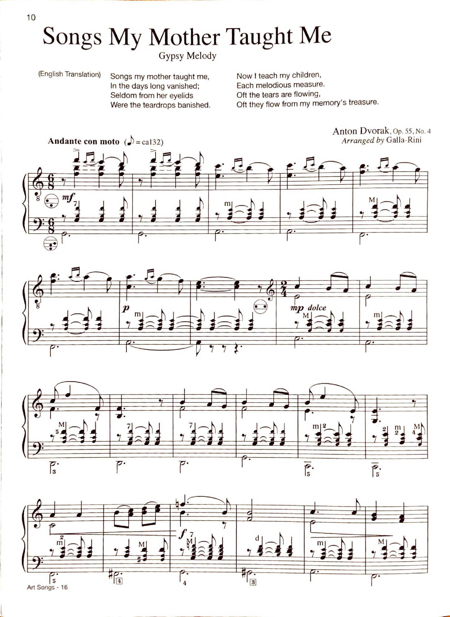 Famous Art Songs Vol. 1  eBook (Solo) Arrangements by Anthony Galla-Rini