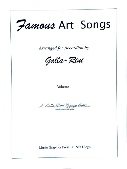 Famous Art Songs eBook Vol.2  accordion arrangements by Anthony Galla-Rini
