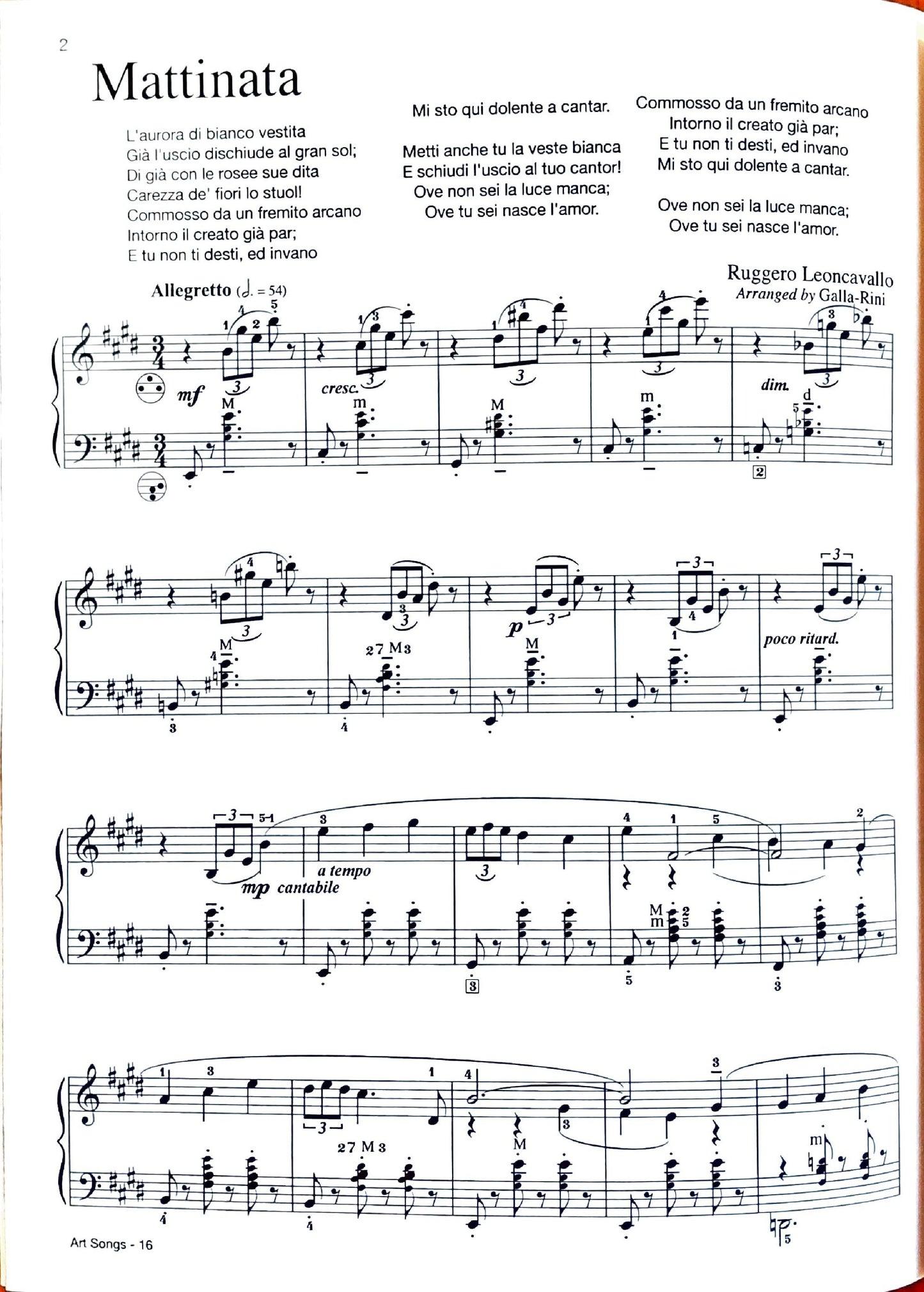Famous Art Songs eBook Vol.2  accordion arrangements by Anthony Galla-Rini