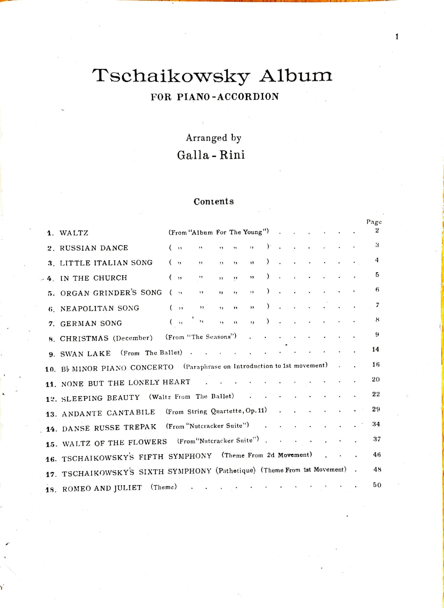 Tchaikovsky eBook Album for Piano Accordion (Solo), arranged by Anthony Galla-Rini