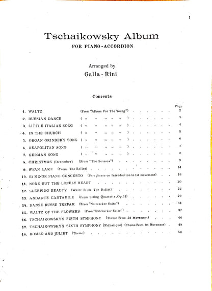Tchaikovsky eBook Album for Piano Accordion (Solo), arranged by Anthony Galla-Rini