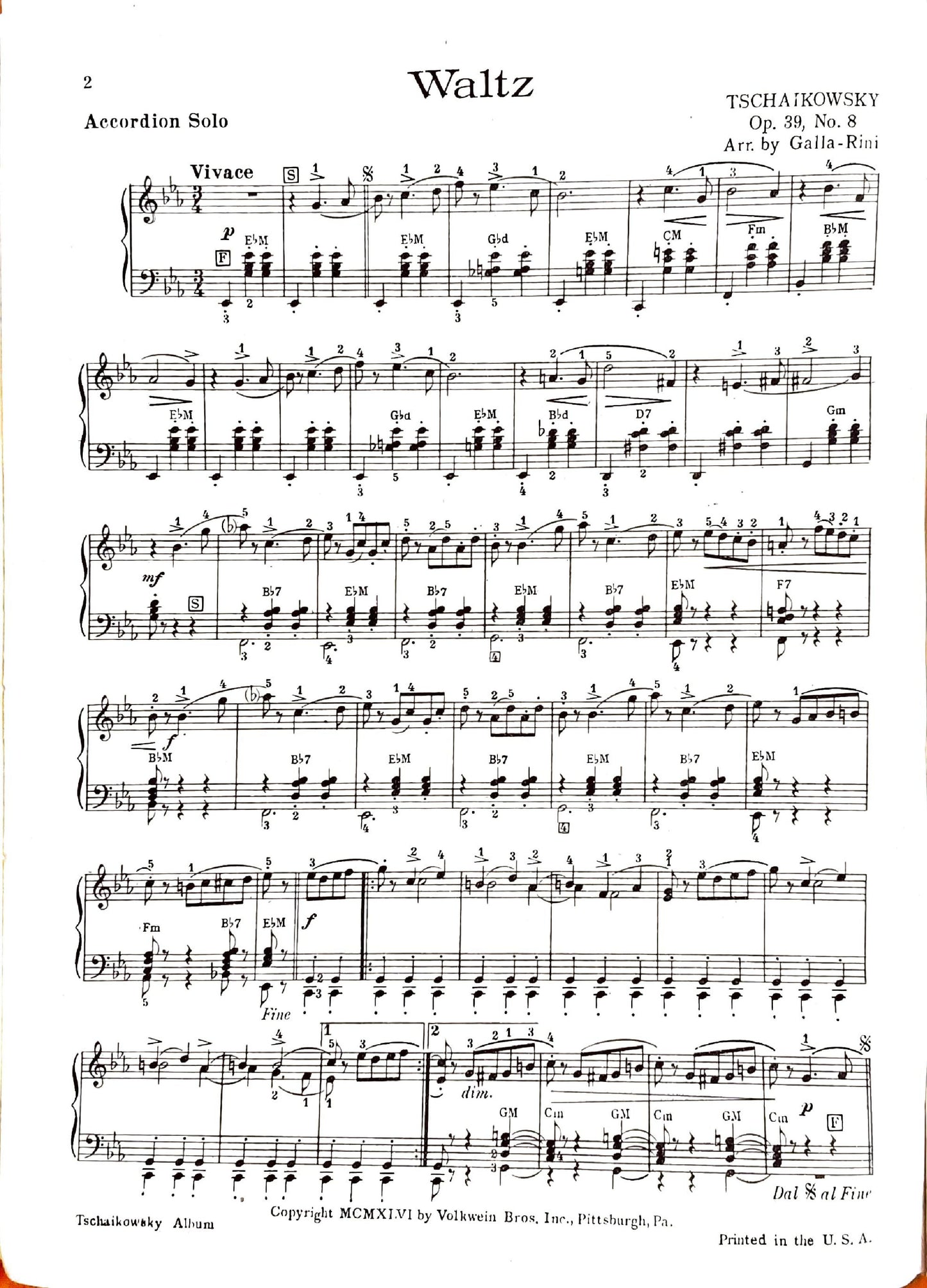 Tchaikovsky eBook Album for Piano Accordion (Solo), arranged by Anthony Galla-Rini