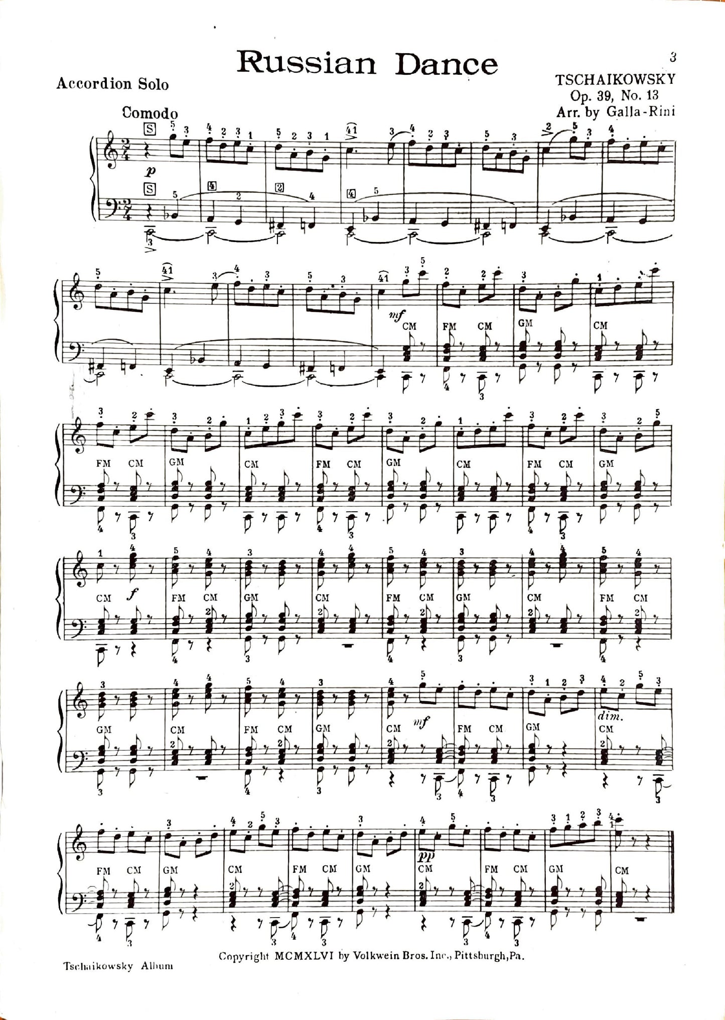 Tchaikovsky eBook Album for Piano Accordion (Solo), arranged by Anthony Galla-Rini
